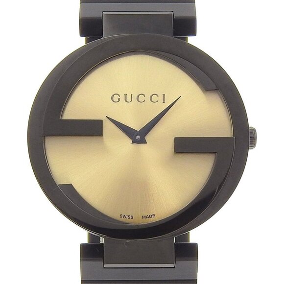 GUCCI Interlocking Watches 133.3 goldDial Stainless Steel Quartz Analog - Picture 1 of 8